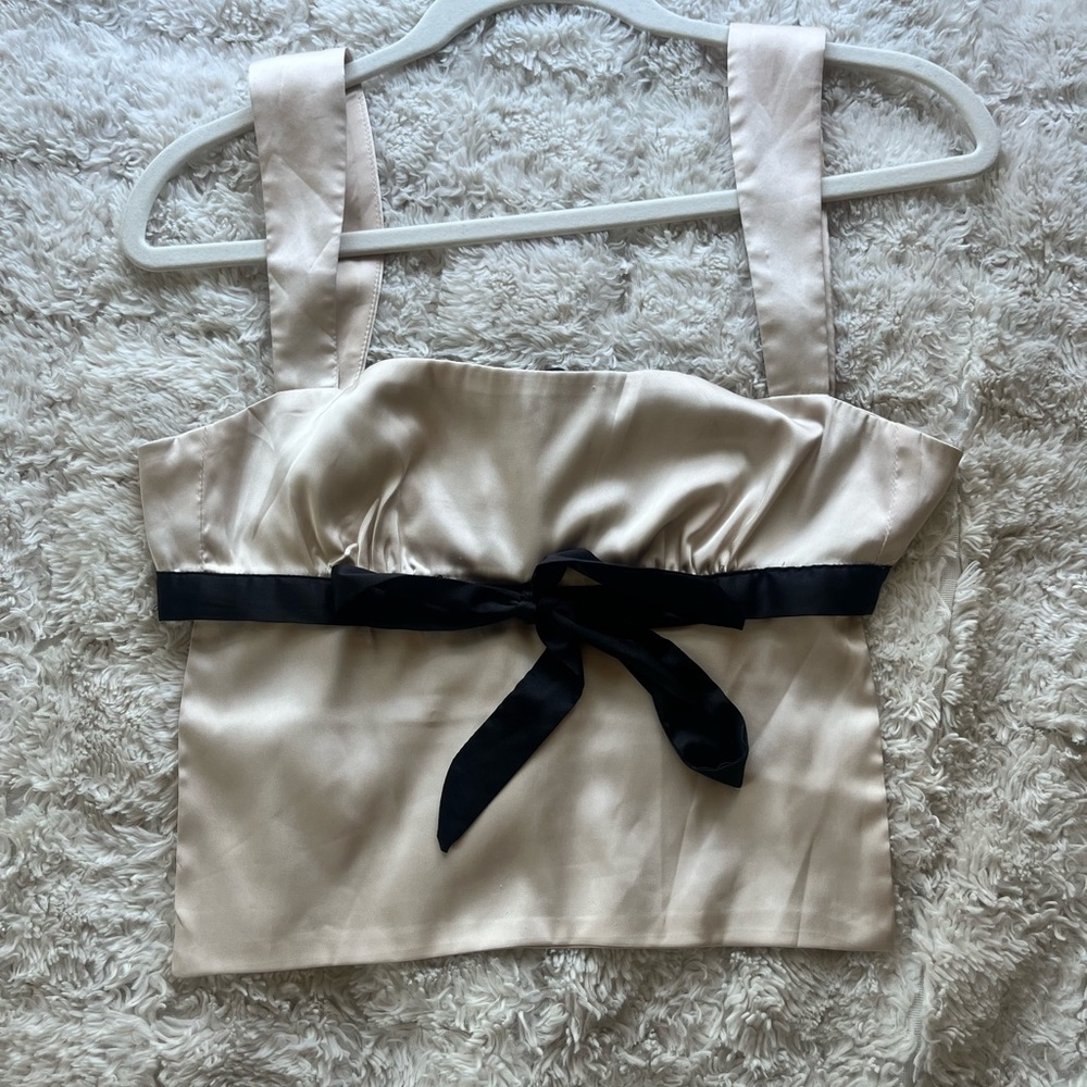 Edikted Cream Backless Top with Tie Front and Back